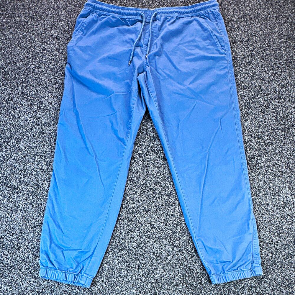 Chaps Men's Blue Twill Jogger Pants 2XL Regular Relaxed Tapered Drawstring